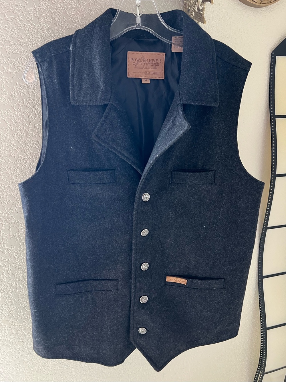 Men's Powder River Outfitters Black Wool Blend Vest